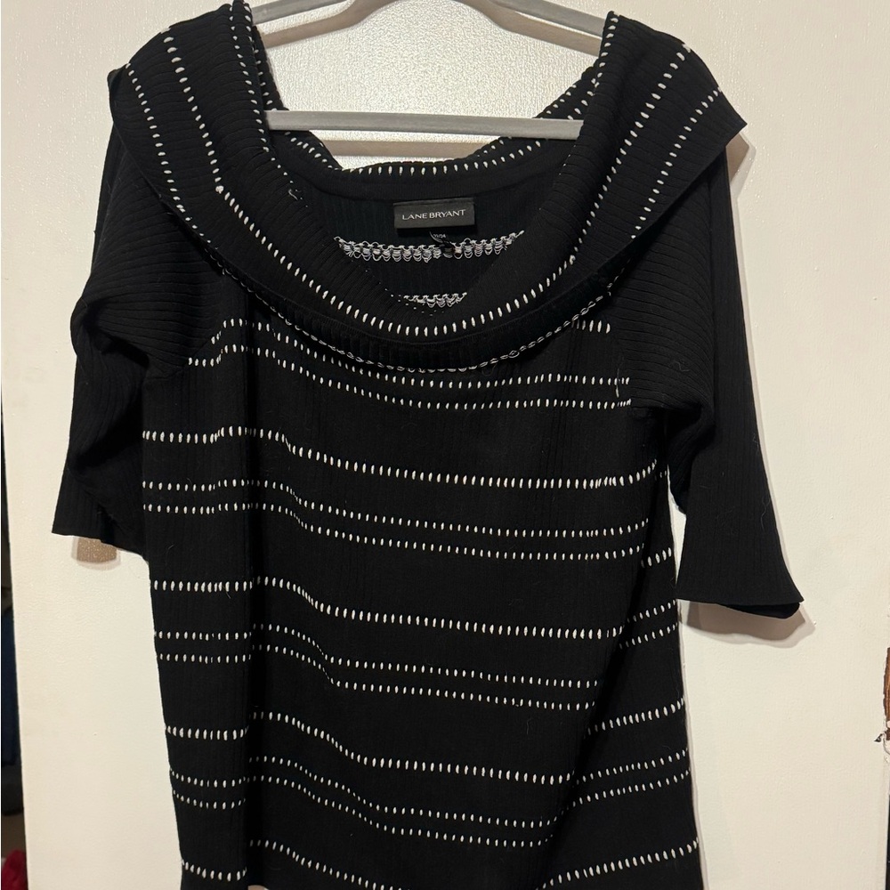 Lane Bryant Black and White Striped Sweater